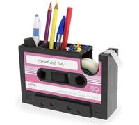 Monivi Creative Tape Dispenser Pen Holder - Retro Cassette Desktop Organizer, Multifunctional Tape Dispenser Pencil Stationery Storage Container (Pink)