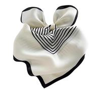 Monivi Fashion black and white striped real silk scarf simple large square scarf female spring and autumn elegant mulberry silk scarf scarf