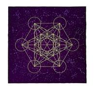 Monivi Metatron's Cube Crystal Grid Divination Altar Board Game Cloth - Astrology Tarot Square Table Cloth 60x60cm, with Storage Bag (Purple)