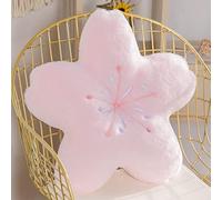 Monivi Sakura Pillow 45x45cm Kawaii Faux Fur Pillow Pink Flower Cushion Headrest for Sofa Bed Office Chair Car Seat