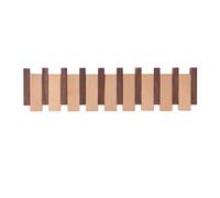 Monivi Solid Wood Piano Key Coat Rack, Wall-Mounted Coat Hooks Rack with 4/6/8 Flip-Down Hooks, Beech & Black Walnut Rack, for Entryway, Living Room, Bedroom (8 Hooks(56x15x3.5cm))