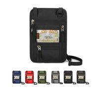 Monivi Travel Passport Holder Neck Pouch - RFID Blocking Safe Traveling Wallet with 5 Slots and Adjustable Neck Lanyard, Splash-Proof Travel Holder Bag for Passport, ID Cards, Driver Licence (Black)