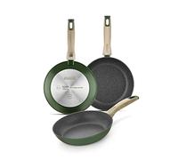 MONIX Amazonia | Set of 3 Frying Pans 18-22-26 cm Forged Aluminium, Non-Stick Tricayer Reinforced Titanium Without PFOA, Suitable for All Types of Cookers and Induction