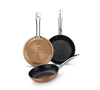 Monix Copper 20-24-28cm Cast Aluminium Frying Pan Set with Non-Stick Titanium Particles - Suitable for All Cookers Including Induction
