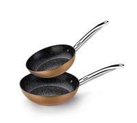 Monix Copper - Set of 2 Frying Pans Copper Effect, 20 - 24 cm, Forged Aluminium Non-Stick with Titanium Particles, for All Types of Cookers Including Induction