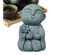 Monk Buddha Statue, Adorable Stone Zen Sculpture, 1.57x1.57x2.76in Spiritual Home Decor for Relaxation, Ideal for Meditation Room, Patio, Bathroom, Fish Tank, Indoor & Outdoor Use