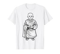 Monk Buddhism Coloring and Paint it Yourself Value Graphic T-Shirt, Men, White, L