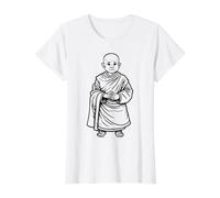 Monk Buddhism Coloring and Paint it Yourself Value Graphic T-Shirt, Women, White, L