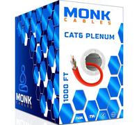 MONK CABLES | CAT6 Plenum Cable 1000ft | UTP, 23AWG, 550MHz | DSX-8000 Certified | Most Certified Cable of The Whole Market (Red)