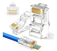 MONK CABLES | Heavy-Duty RJ45 Connectors | CAT6 | Pass-Through | 20 Pack | 30µ Thick Gold-Plating | Precise 3-Point Type Contacts