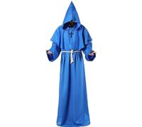 Monk Costume Adult Mens Halloween Costume, Monk Robe Medieval Cloak Wizard Robe Renaissance Cosplay Priest Fancy Dress for Adults Men