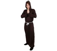 MONK COSTUME FANCY DRESS BROWN ROBE WITH HOOD + WHITE ROPE BELT FRIAR TUCK OUTFIT STAG NIGHT RELIGIOUS OUT FIT (MEDIUM)