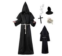 Monk Costume Men Women Adult Monk Robe Hooded Priest Robe Renaissance Halloween Costumes Medieval Costume Fancy Dress for Halloween Carnival XL