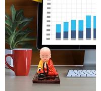 Monk Dashboard Ornament - Little Buddha Monk Statue with Solar Head Shaking | Car Dashboard Decoration, Home, Garden, Desk Figurine, Ornament, Cute Meditation Sculpture, Auto Interior Decor
