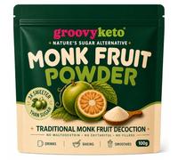 Monk Fruit Sweetener Powder by Groovy Keto, No Erythritol, No Maltodextrin, Natural Sugar Substitute, Real Decoction, 3x Sweeter Than Sugar, 100g