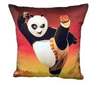 Monk Matters Kung fu Panda Printed Cushion Cover with Filler Size 12x12 Inches/30x30cms Micro Satin Fabric