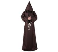 Monk Robe Costume Men Medieval Robe Outfit Priest Cosplay Halloween Costume | Medieval Monk Robe, Hooded, Solid Color, Adult Men, Halloween, Religious Costume