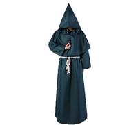 Monk Robe Costume Men Medieval Robe Outfit Priest Cosplay Halloween Costume | Medieval Monk Robe, Hooded, Solid Color, Adult Men, Halloween, Religious Costume