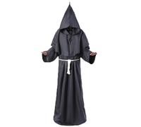 Monk Robe Costume Men Medieval Robe Outfit Priest Cosplay Halloween Costume | Medieval Monk Robe, Hooded, Solid Color, Adult Men, Halloween, Religious Costume
