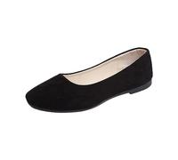 Monk Shoes Women Ladies Girls Shoes Solid Color Large Size Slip On Flat Flat Comfortable Casual Single Shoes S Shoes Ladies Ballerina, black, 8.5 UK