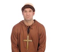 Monk Wig Short Hair Adults Religious Figure Mens Fancy Dress Costume Accessory