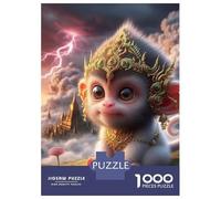Monkey 1000 Pc Eco-Friendly Paper Jigsaw Majestic Baby Monkey with Golden Crown And Armor Puzzle Adult Hobbyists Portable Mind Decompression Hours of Fun 52x38cm/1000pcs