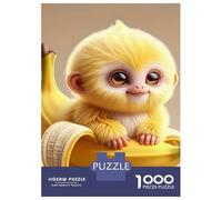 Monkey 1000 Pc Jigsaw Chubby Yellow Baby Monkey Holding A Banana Puzzle Stressful Workers Anxiety Relief Home Wall Art Cognitive Training 70x50cm/1000pcs