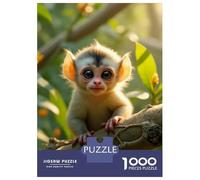 Monkey 1000 Pc Jigsaw Cute Small Monkey Perched on A Tree Branch Puzzle Family with Kids 8+ Finished Wall Decor HD Printing 70x50cm/1000pcs
