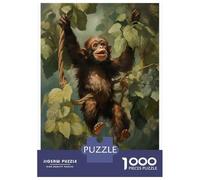 Monkey 1000 Pc Jigsaw Little Monkey Climbing in Dense Jungle Foliage Puzzle Stressful Workers Anxiety Relief Home Wall Art Cognitive Training 70x50cm/1000pcs