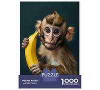 Monkey 1000 Pc Jigsaw Monkey Holding A Ripe Yellow Banana Puzzle Stressful Workers Anxiety Relief Home Wall Art Cognitive Training 70x50cm/1000pcs