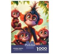 Monkey 1000 Pc Sturdy Paper Board Playful Cartoon Monkeys in A Vibrant Jungle Puzzle Parent-Child Families Home Leisure Unique Artwork 52x38cm/1000pcs