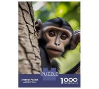 Monkey 1000 Pc Thickened Paper Realistic Monkey Sitting on A Tree Branch Puzzle Grown-Ups Relaxation Hobby Easy Store Engaging Brain Teaser 70x50cm/1000pcs