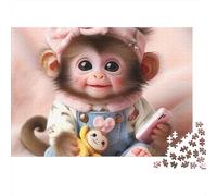 Monkey 1000 Piece Baby Monkey Sturdy Cardboard Jigsaw Puzzle for Puzzle Enthusiasts Birthday Party Staycation Entertainment Casual Gamers Value for Money 52x38cm/1000pcs