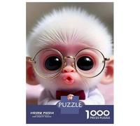 Monkey 1000 Piece Eco-Friendly Fluffy White Baby Monkey with Round Glasses Puzzle Adult Hobbyists Portable Mind Decompression Fun Entertainment 70x50cm/1000pcs