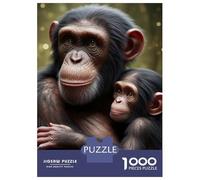 Monkey 1000 Piece Eco-Friendly Jigsaw Mother Chimpanzee Hugging Her Baby Affectionately Puzzle Adult Hobbyists Portable Mind Decompression Entertainment 52x38cm/1000pcs