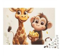 Monkey 1000 Piece Giraffe Ape Sturdy Cardboard Jigsaw Puzzle for Puzzle Enthusiasts Birthday Party Staycation Entertainment Casual Gamers Value for Money 52x38cm/1000pcs