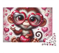 Monkey 1000 Piece Heart Monkey Sturdy Cardboard Jigsaw Puzzle for Puzzle Enthusiasts Birthday Party Classroom Activity Educational Enlightenment Value for Money 52x38cm/1000pcs