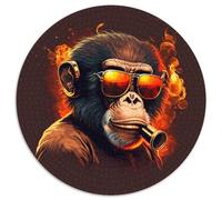 Monkey 1000 Piece Jigsaw Puzzle Round Jigsaw Puzzles 1000 Pieces for Adults Erfect for Home Decor, Birthdays, Holidays, And Gifts 67.5x67.5cm