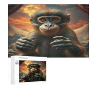 Monkey 1000 Piece Jigsaw Puzzles Adults Kids Paisaje Edificio Jigsaws Weekend Get-Together Whimsical Design Friends Stress Buster 1000 PCS