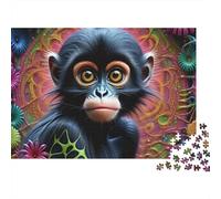 Monkey 1000 Piece Neon Chimp Sturdy Cardboard Jigsaw Puzzle for Puzzle Enthusiasts Birthday Party Staycation Entertainment Casual Gamers Value for Money 52x38cm/1000pcs