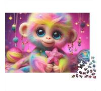 Monkey 1000 Piece Rainbow Star Monkey Sturdy Cardboard Jigsaw Puzzle for Puzzle Enthusiasts Birthday Party Classroom Activity Educational Enlightenment Value for Money 52x38cm/1000pcs