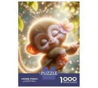 Monkey 1000 Piece Recycled Paper Jigsaw Monkey Floating in Magical Starry SpacePuzzle for Adults Reusable Stress Relief Challenging Fun Brain Teaser 52x38cm/1000pcs