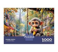 Monkey 1000 Piece Sturdy Cardboard Classic Jigsaw Puzzle in Paris for Adult Jigsaws, Impossible Hard Challenge, Decompression & Wall Decor, Great Relaxation Gift 52x38cm/1000pcs