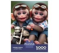 Monkey 1000 Piece Sturdy Paper Two Monkeys Riding A Scooter Together Puzzle Parent-Child Interactive Game Home Leisure HD Printing 52x38cm/1000pcs