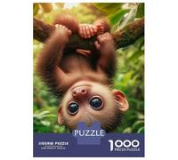 Monkey 1000 Piece Thickened Jigsaw Monkey Hanging Upside Down from Tree Puzzle Grown-Ups Easy Store Relaxation Hobby Engaging Brain Teaser 70x50cm/1000pcs