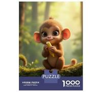 Monkey 1000 Piece Thickened Paper Jigsaw Monkey Sitting on A Jungle Branch Puzzle Adults Relaxation Hobby Brain Teaser 70x50cm/1000pcs