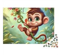Monkey 1000 Piece Vine Swinging Monkey Sturdy Cardboard Jigsaw Puzzle for Puzzle Enthusiasts Birthday Party Staycation Entertainment Casual Gamers Value for Money 70x50cm/1000pcs