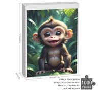 Monkey 1000 Piece Wooden Jigsaw Puzzle- Brain Teaser Game for Adults & Children Educational Activities Jigsaws Puzzles 78×53cm
