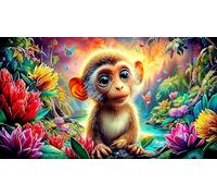 monkey 1000 Pieces Adult Jigsaws Educational Game Decompression Fun and Challenging Family Game for Adults and Kids Age 12 Years Up 70x50cm/1000pcs