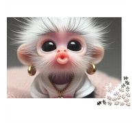 Monkey 1000 Pieces Cute White Monkey Recycled Cardboard Jigsaw Puzzle for Kids 12+ Adults Rainy Day Indoor Activity Stress Relief Value for Money 52x38cm/1000pcs
